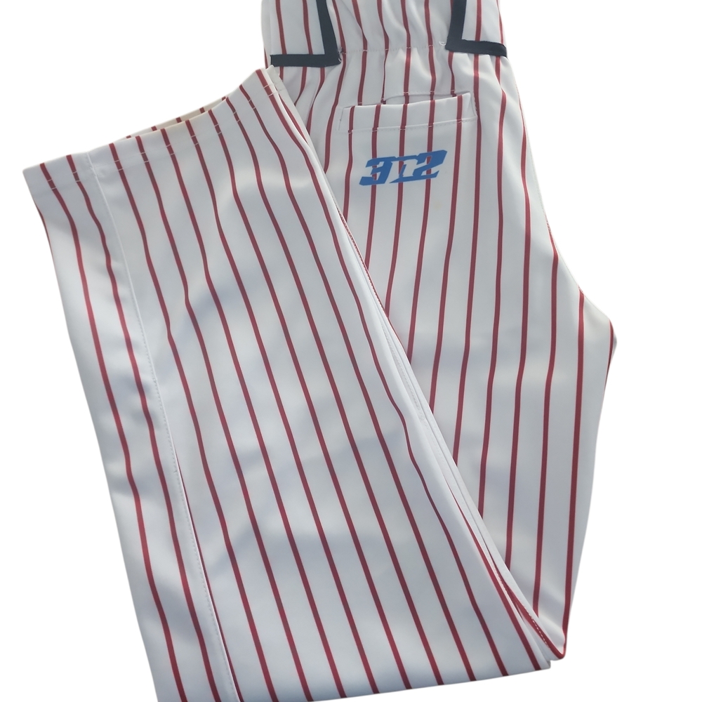 Men's 3N2 Baseball Pants. White W/Red PinstripesSize XS-S